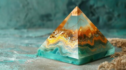 Wall Mural - unique handmade gift, epoxy resin product, a wonderful pyramid, generated by AI