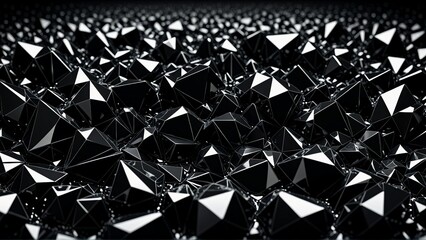 Wall Mural - AI generated illustration of black and white 3d background of shiny black cubes