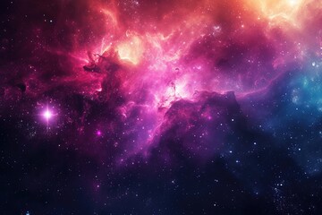 Wall Mural - Interstellar journey. Nebula and galaxy wonders. Illustration of a background with a majestic space theme.