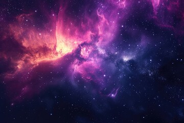 Wall Mural - Fantasy space scene with glowing nebula. Illustration of a background with a majestic space theme.
