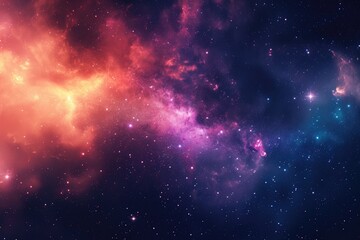Wall Mural - Bright stars and galactic dust in outer space. Illustration of a background with a majestic space theme.