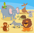 cartoon happy wild animal characters group