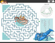 maze game with cartoon crab and crayfish animal characters