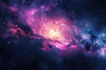 Wall Mural - Colorful galactic core with swirling cosmic dust. Illustration of a background with a majestic space theme.