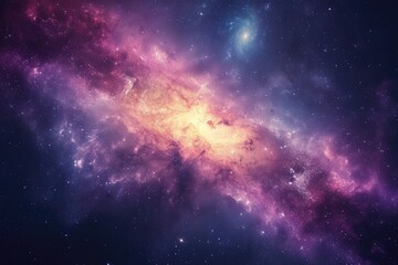 Wall Mural - Stunning view of distant galaxy and nebula. Illustration of a background with a majestic space theme.