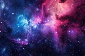 Wall Mural - Cosmic landscape featuring star clusters and nebula. Illustration of a background with a majestic space theme.
