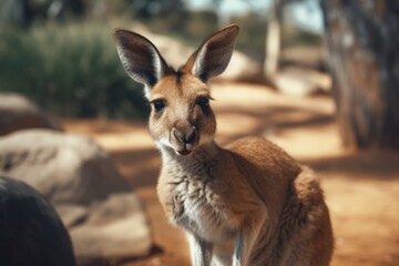 Poster - Curious kangaroo in the wild