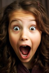 Poster - surprised young woman with wide open mouth