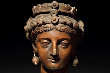 Poster - Ornate ancient statue head with intricate details