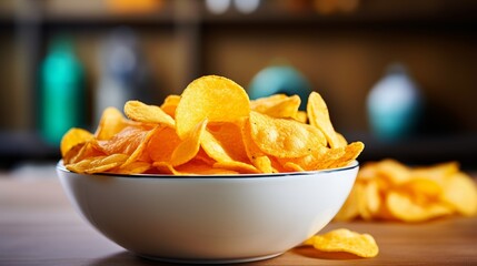 Wall Mural - Tasty potato chips in a bowl