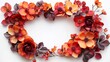 An autumnal floral frame in PNG format. Fall wreath. Rusty flower circle border. Terracotta wedding frames.