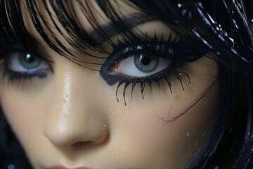 Sticker - Dramatic close-up of a woman's eye with heavy makeup and tears