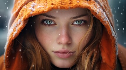 Captivating winter portrait of a young woman