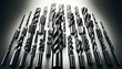 Images of drill bits, The images showcase the polished finish and sharp, spiraled grooves of the high-speed steel drill bits, highlighting their durability and precision for various drilling tasks.