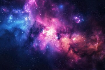 Wall Mural - Mystical nebula clouds in deep space. Illustration of a background with a majestic space theme.