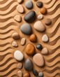 arrangement of pebbles on sand