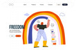 Life Unframed: Rainbow artist -modern flat vector concept illustration of a man drawing a rainbow. Metaphor of unpredictability, imagination, whimsy, cycle of existence, play, growth and discovery