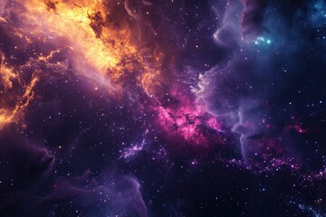 Wall Mural - Astronomical phenomenon. Pulsar surrounded by nebula. Illustration of a background with a majestic space theme.