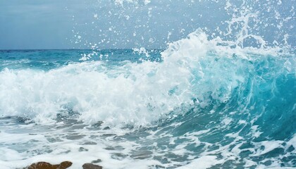 Wall Mural - the blue surf of the sea with white waves splash foam and bubbles aqua abstract background