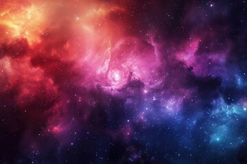 Wall Mural - Mystical universe. Bright stars and expanding nebula. Illustration of a background with a majestic space theme.