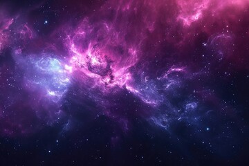 Wall Mural - Cosmic landscape featuring star clusters and nebula. Illustration of a background with a majestic space theme.
