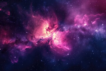 Wall Mural - Radiant nebula illuminating the dark universe. Illustration of a background with a majestic space theme.