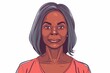 © ChaoticMind - Digital illustration of a confident african american woman with grey hair, smiling gently, wearing a coral shirt