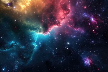 Wall Mural - Stunning view of milky way galaxy over alien landscape. Illustration of a background with a majestic space theme.