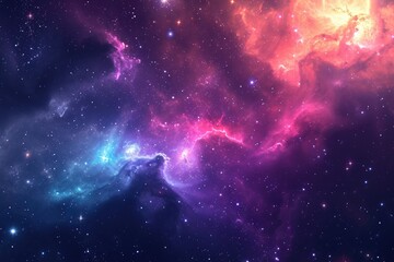 Wall Mural - Ethereal nebula illuminating interstellar space. Illustration of a background with a majestic space theme.