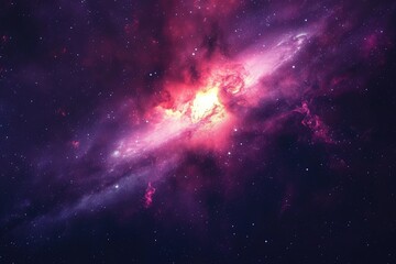 Wall Mural - Colorful galactic core with swirling cosmic dust. Illustration of a background with a majestic space theme.