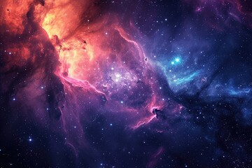 Wall Mural - Mystical nebula vloud in Deep outer space. Illustration of a background with a majestic space theme.