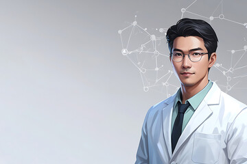 Wall Mural - Innovative Minds Modern Asian Male Scientist 