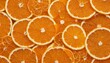 Fresh orange slice rounds on backdrop - juicy citrus segments
