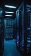 Data server rack hub room with big data computer center
