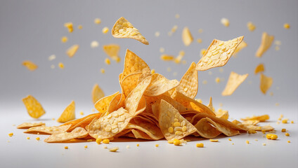 Corn chips fall isolated on white background