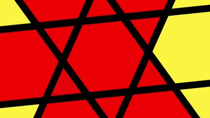 Wall Mural - yellow background, red with black lines
