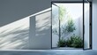 © Ziyan - Modern and minimal house window for interior decoration isolated on background, open office glass window frame.