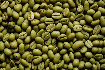 Poster - Green Raw Coffee Bean background