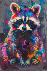 Wall Mural - A multi-colored racoon