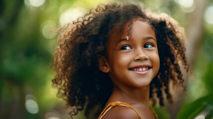 Canvas Print - Smiling young girl with curly hair