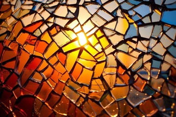 Poster - Shattered glass mosaic with warm tones