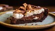 Decadent chocolate cream pie with toasted marshmallow topping
