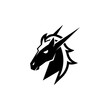 Unicorn horse head logo design vector illustration