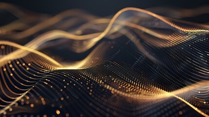 An elegant display of interconnected gold and bronze lines and dots creating a luxurious plexus pattern on a rich dark background meticulously designed to allow for text placement