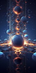 Canvas Print - Futuristic Cosmic Landscape with Glowing Spheres