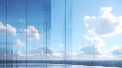 Glass building with clouds in the sky