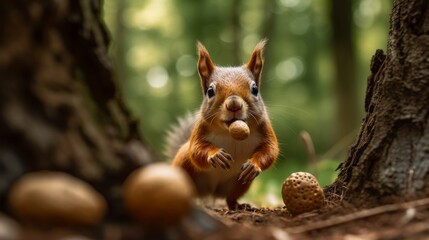 Poster - Curious squirrel in the forest