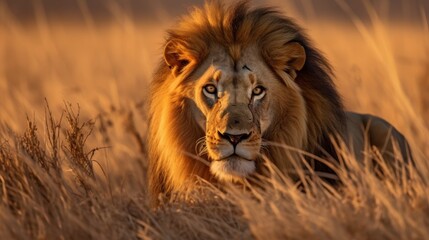 Canvas Print - Majestic lion in the wild