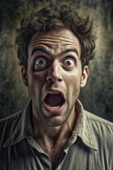 Poster - Surprised man with wild expression