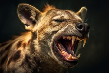 Wall Mural - Fierce wild animal with open mouth and sharp teeth